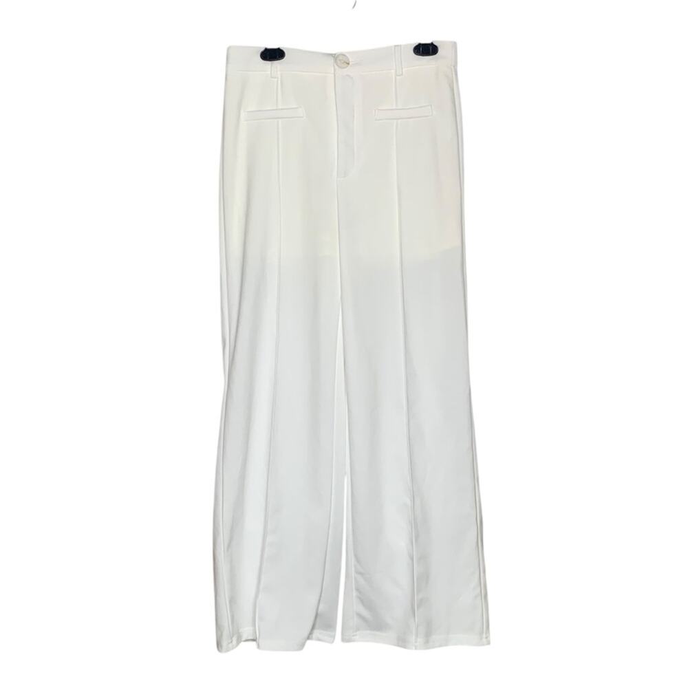 SHEIN NWOT Pants Wide Leg Belt Loops White Partial Lining Size L